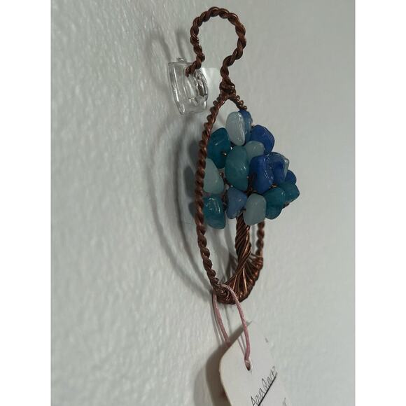 Handmade Copper and Serpentine Crystal Tree of life 3.5x2” Wall Decor - Picture 4 of 5